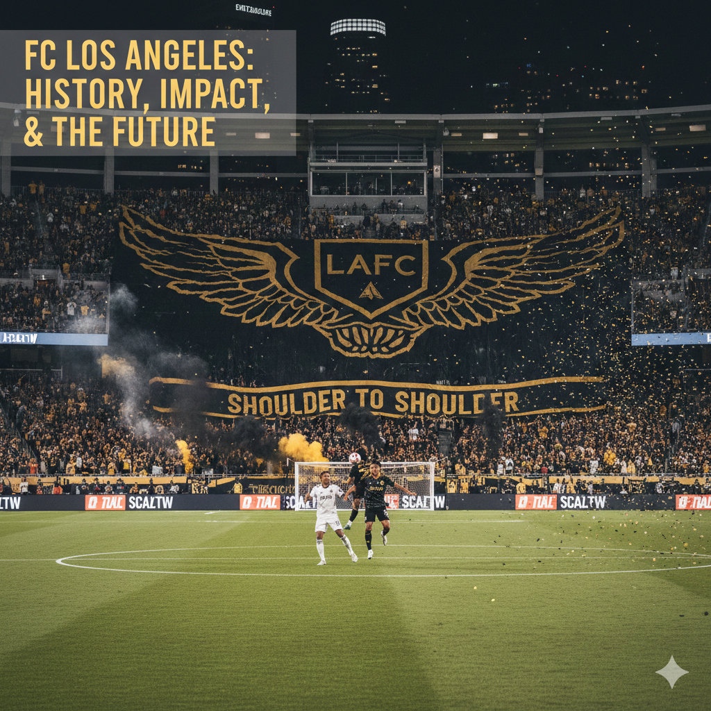 Iconic tifo display by the 3252 supporters at BMO Stadium during an FC Los Angeles match, showcasing the club's "Shoulder to Shoulder" motto.