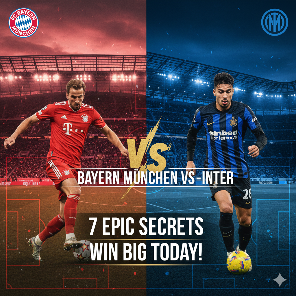 A high-quality tactical comparison graphic for Bayern Munchen vs Inter featuring heat maps and player statistics.