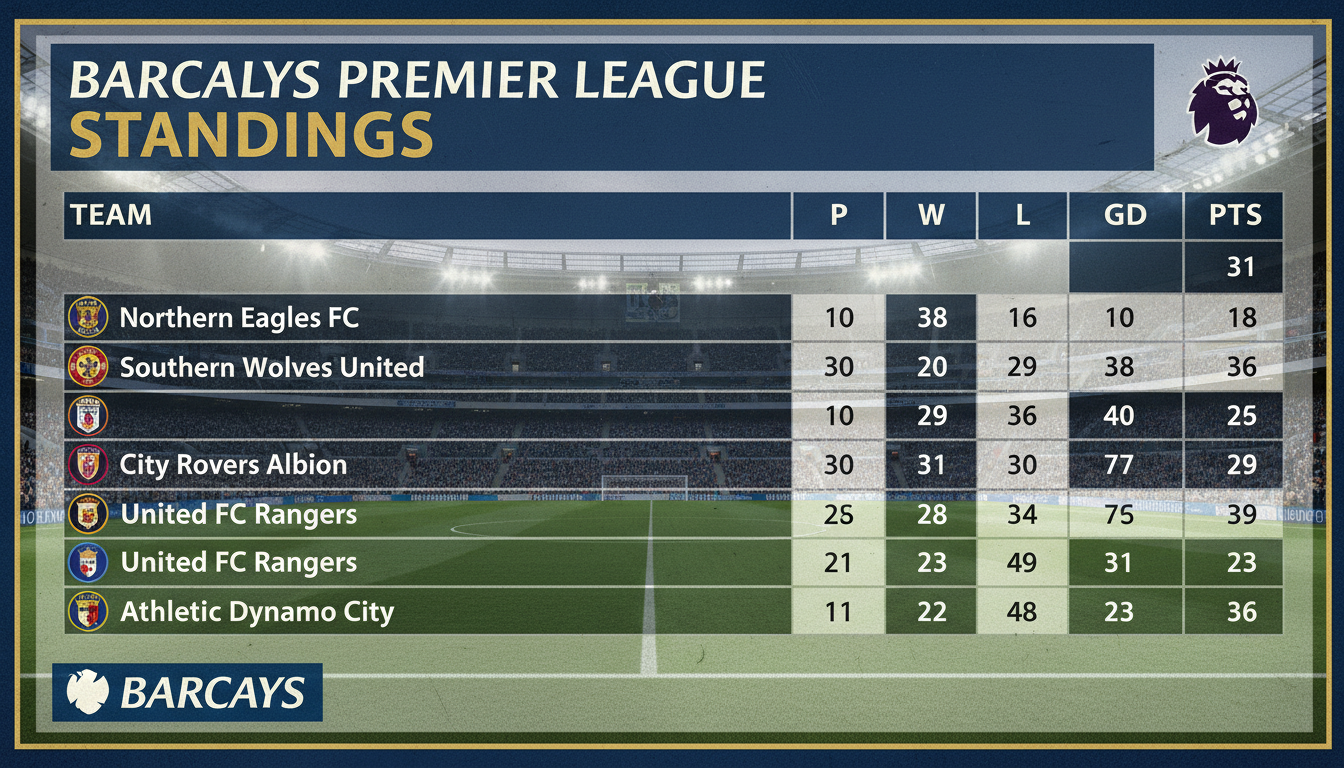 An image showing Unveiling the Latest Barclays Premier League Standings: 7 Shocking Revelations