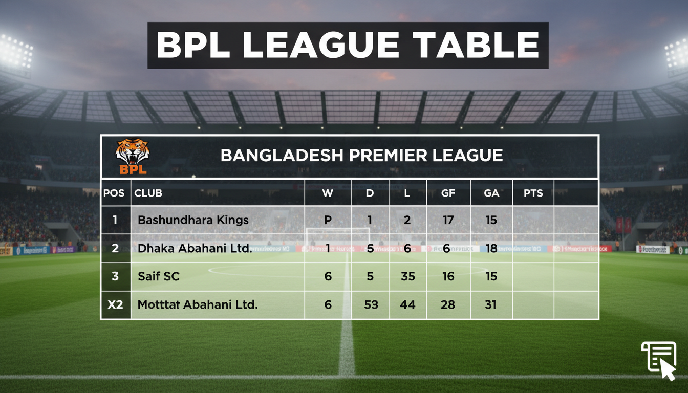 An image showing BPL League Table: Analyzing the Thrilling 2023-2024 Season So Far!