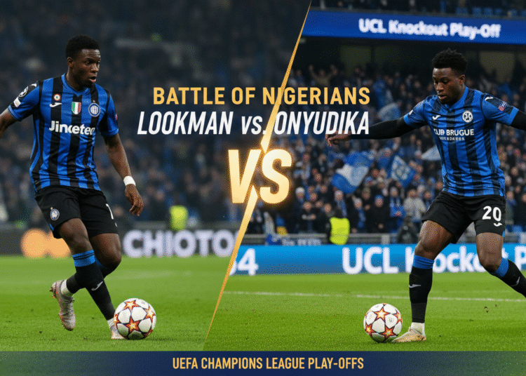 An image showing Lookman Battles Onyedika in UCL Knockout Play-Off: A Tactical Masterclass Awaits