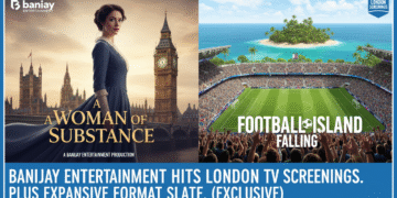 An image showing Banijay Entertainment's Grand London TV Screenings: A Deep Dive into 'A Woman of Substance,' 'Falling,' and 'Football Island'